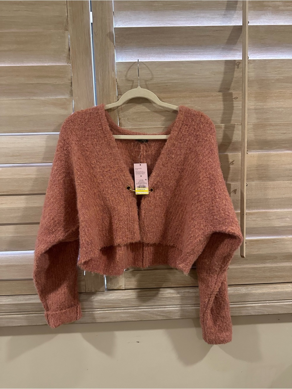 Cropped V-Neck Cozy Sweater Cardigan - Dusty Rose